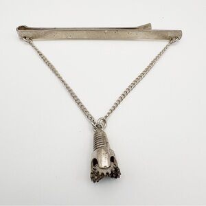 Tie bar clip, rotating drill bit by Howard Hughes, Vintage sterling silver 925